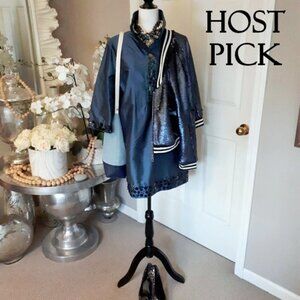 NWOT Mac & Jac blue, black embellished tunic dress, 12